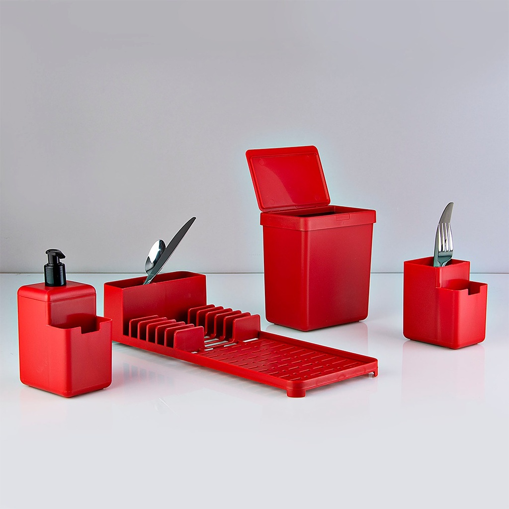 Kit Combo Cocina Escurridor Organizador Jabonera Tacho