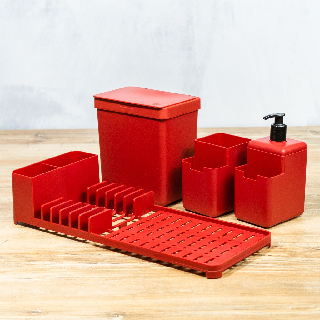 Kit Combo Cocina Escurridor Organizador Jabonera Tacho
