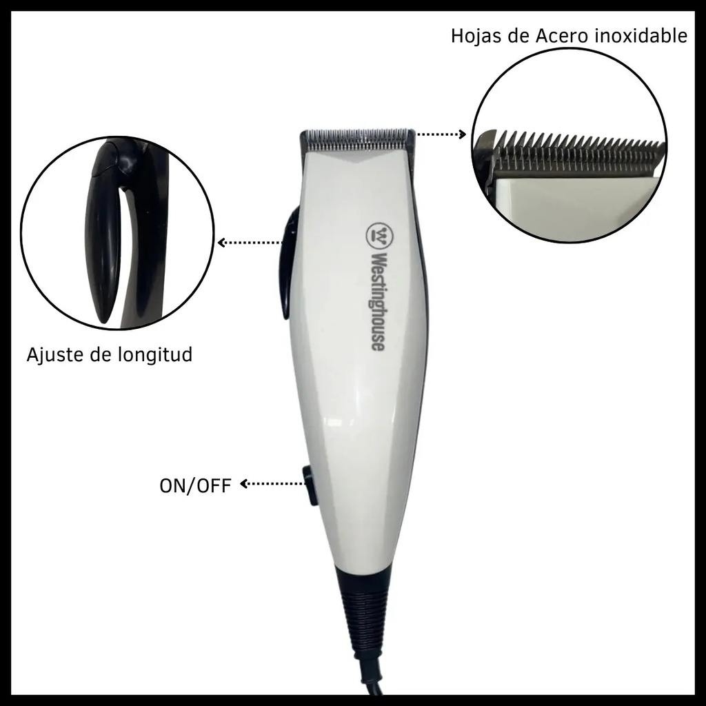 Cortadora De Pelo Westinghouse Con Cabezal De Acero Whhcl908 Blanco