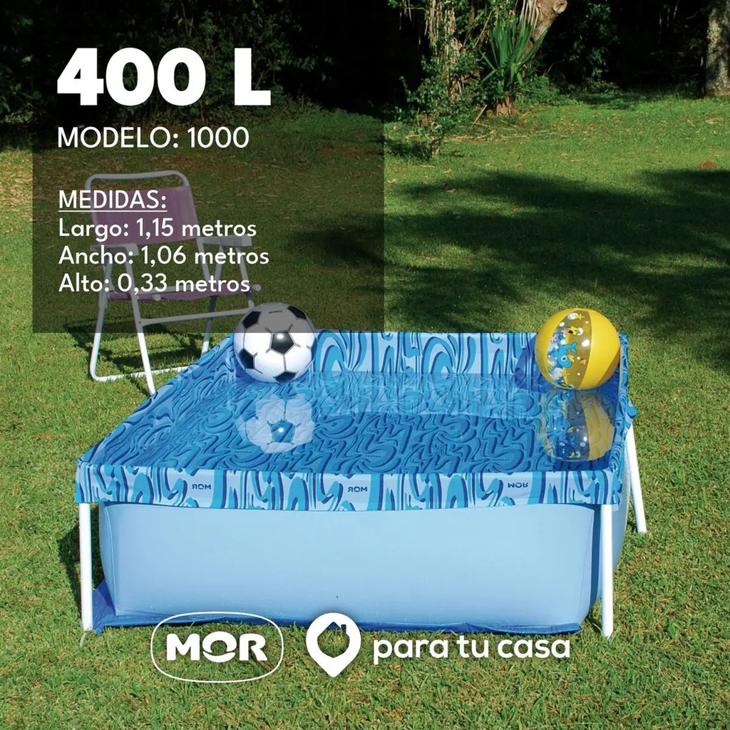 Pileta Estructural Rectangular Morcon Capacidad De 400 Lts Azul Olas