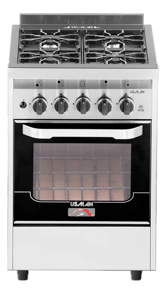 Cocina Industrial Usman Win Up A Gas 4 Hornallas  Acero Inoxidable Puerta Con Visor