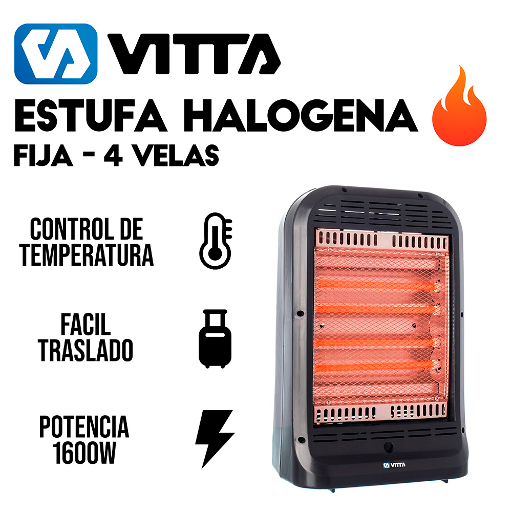 Estufa Electrica Vitta Halogena 4 Velas Fija V-533 - 1600w