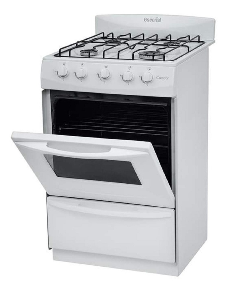 Cocina Escorialcandor Gas Natural Con Puerta Con Visor Color Blanco {[voltage}}