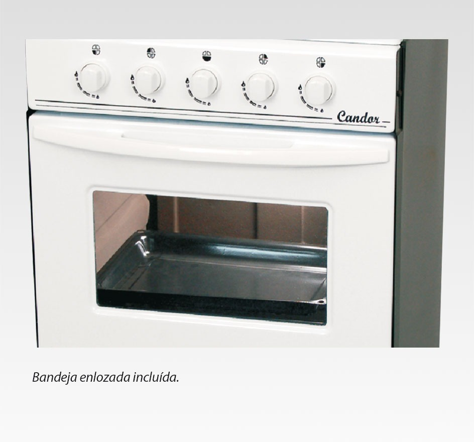 Cocina Escorialcandor Gas Natural Con Puerta Con Visor Color Blanco {[voltage}}