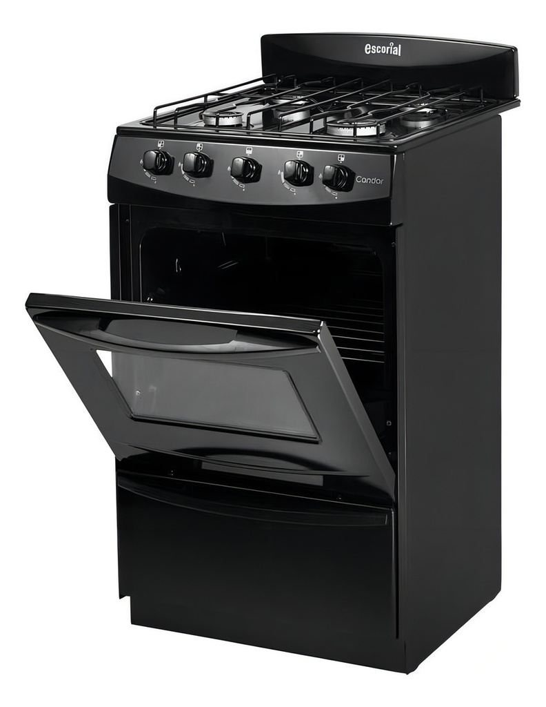 Cocina Escorialcandor Gas Envasado Con Puerta Con Visor Color Negro