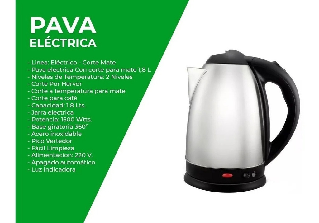 Pava Eléctrica Matera Kanji Home Kjh-pe15002m 1500w 1.8 Mate