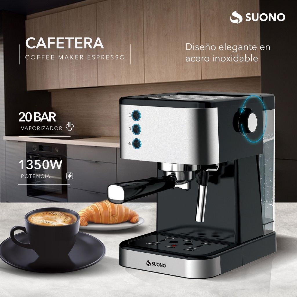 Cafetera Express Suono Snpe-2006 1.5 L Acero Inoxidable 20 B