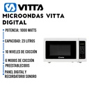 Microondas Vitta VIT-MW2XLX001 Digital 23Lts 1000W 6 Modos