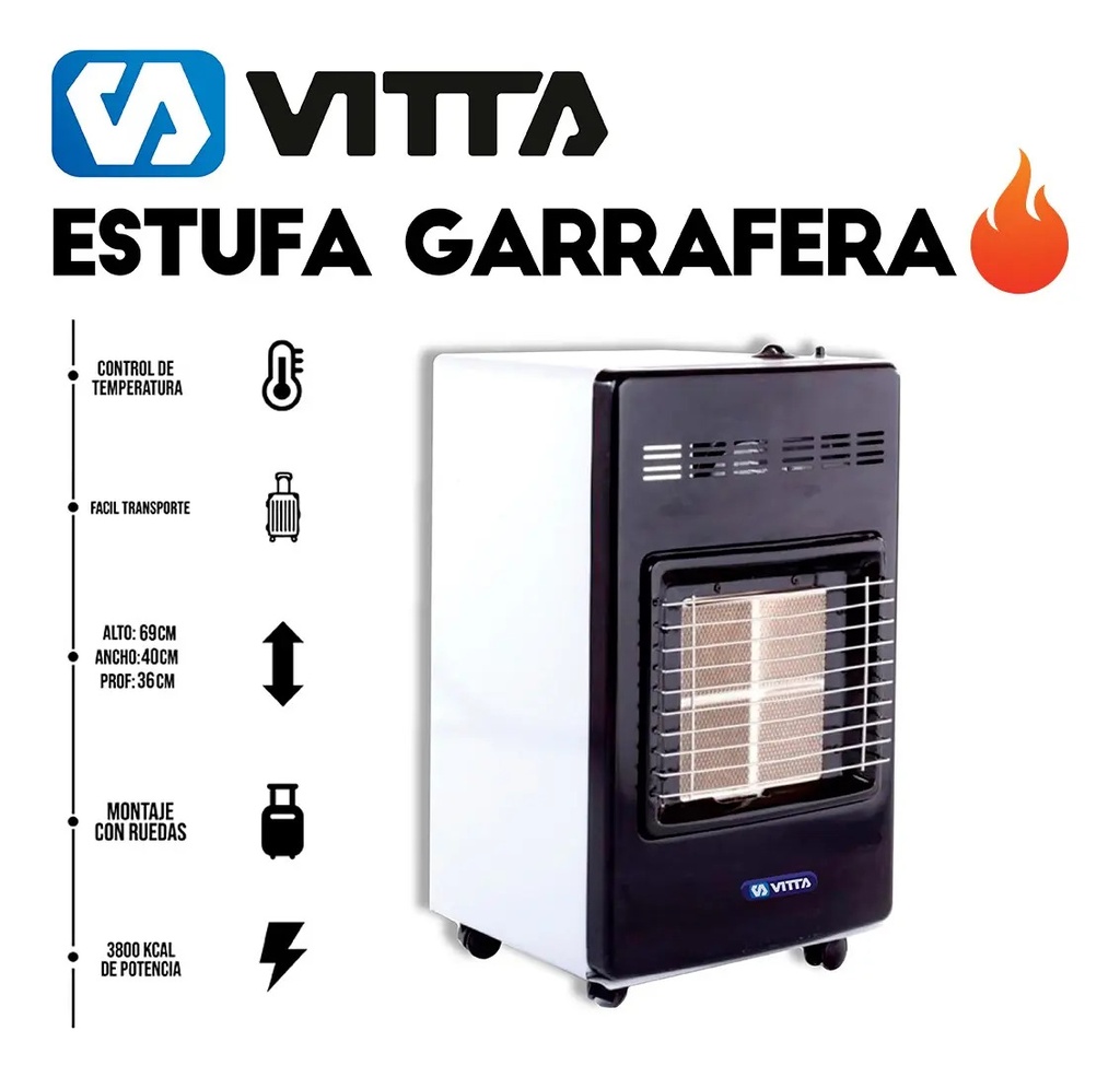 Estufa Garrafera Vitta Portatil Regulador Infrarroja - 10kg