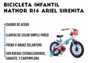 Bicicleta Infantil Nathor R16 Ariel Sirenita Canasto