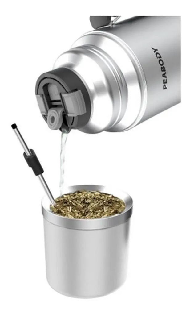 Termo Electrico Peabody Eta1001s A.inox 1l Mate Bombilla P1 Plateado Silver