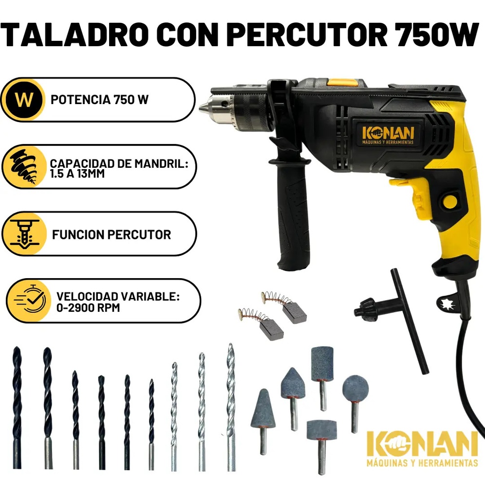 Combo Taladro 750w Y Amoladora Angular 115mm 720w Konan