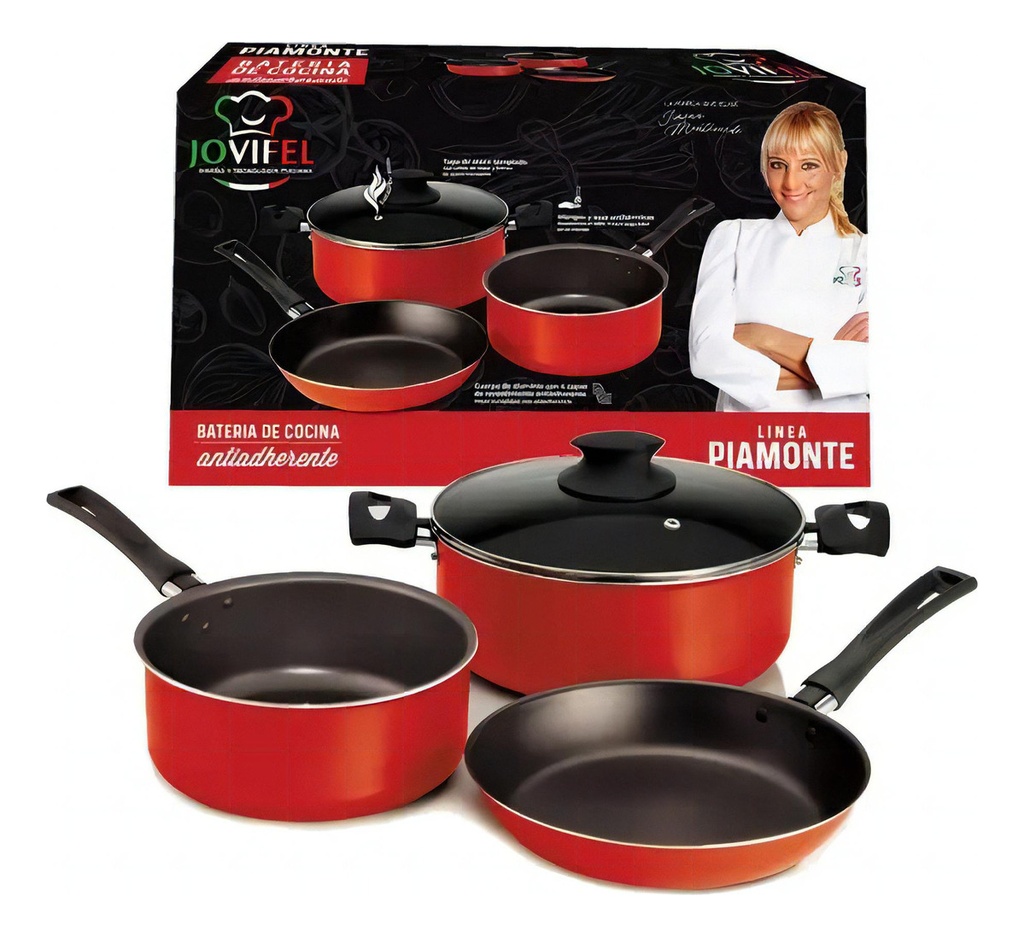 Set De Cocina Ollas + Sartén Antiadherente 4 Piezas Piamonte