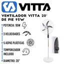 Ventilador De Pie Vitta 20" 3Vel Timer 95W 5 Aspas Plásticas