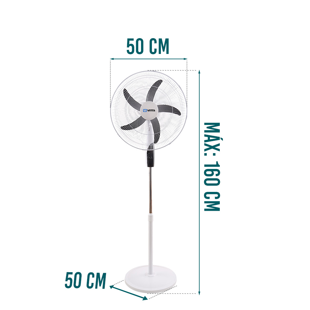 Ventilador De Pie Vitta 20" 3Vel Timer 95W 5 Aspas Plásticas