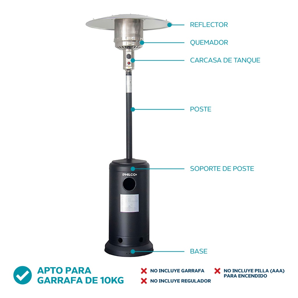 Hongo Estufa Calefactor Exterior Philco Pzgb2022ap G/e