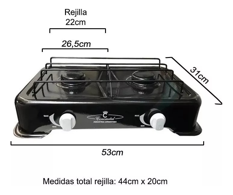 Anafe Cocina 2 Dos Hornallas Enlozado Gas Natural De Pared