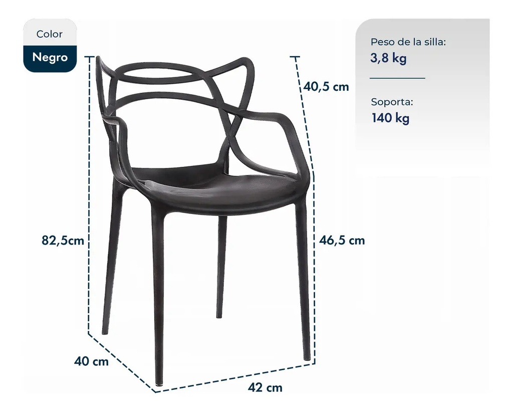 Silla Allegra De Diseño Para Comedor Interior Y Exterior. Estructura De La Silla Negro Asiento Negro Diseño De La Tela Liso