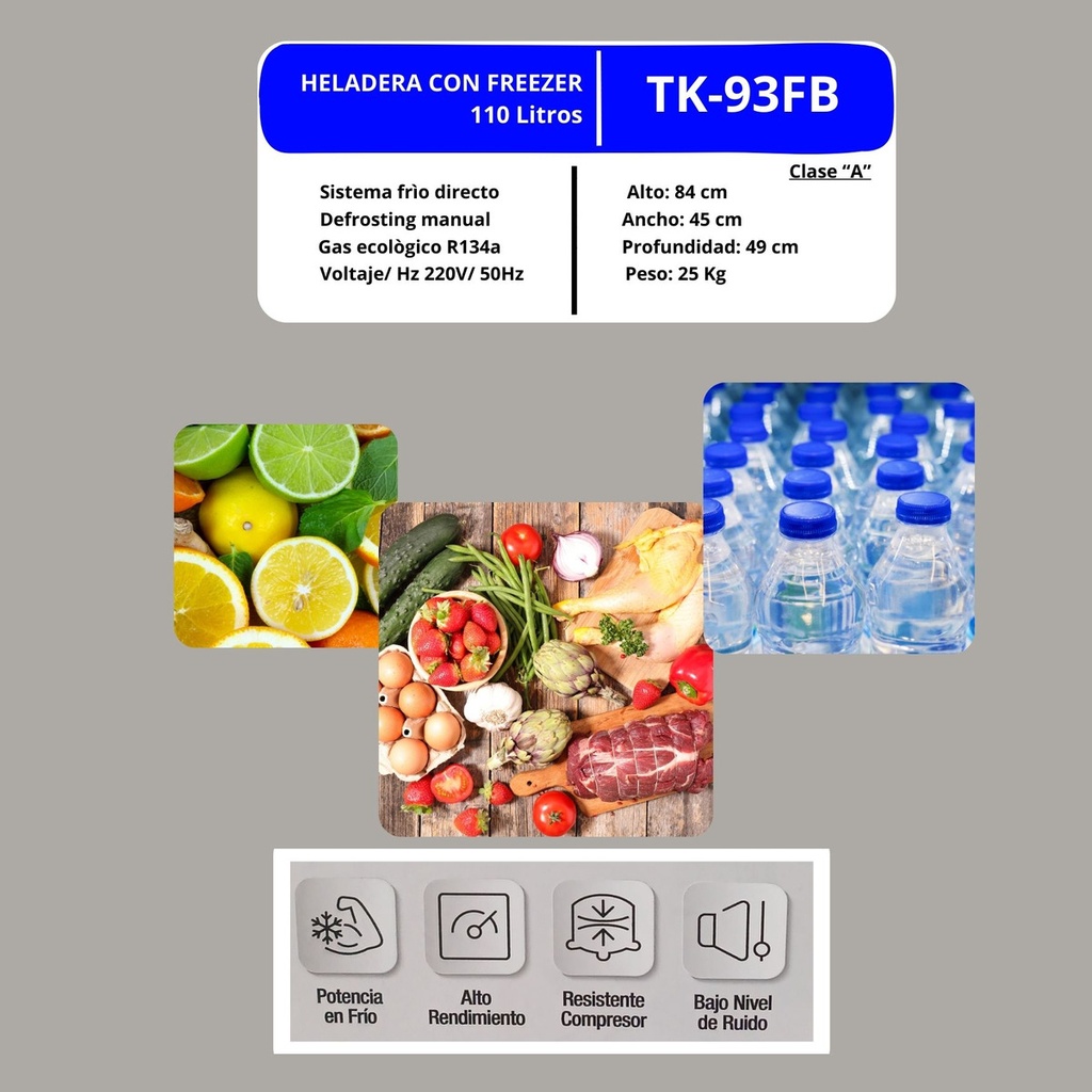 Heladera Con Freezer Telefunken 110l Gris + Accesorios