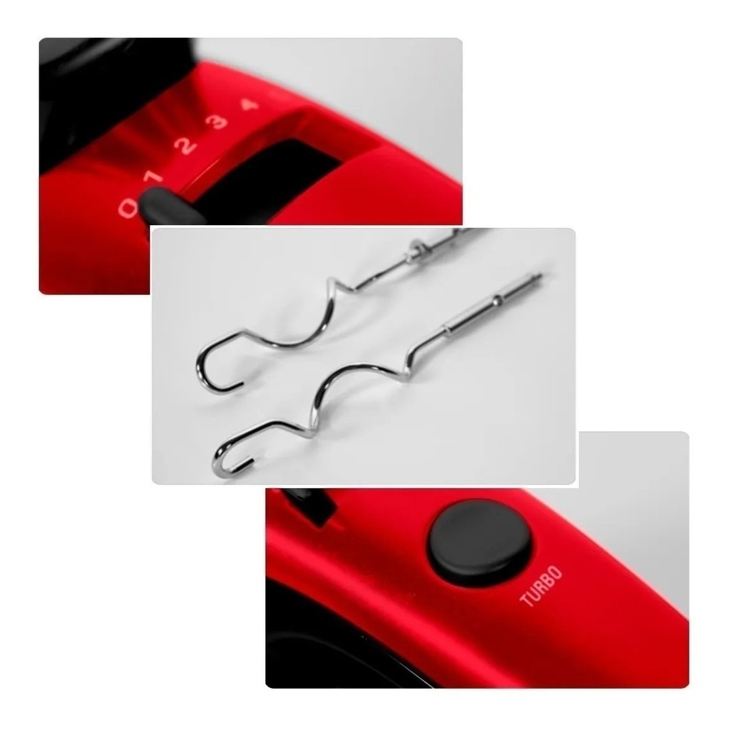 Batidora De Mano Ultracomb Bm-2608 Negra Y Roja 50 Hz 220v