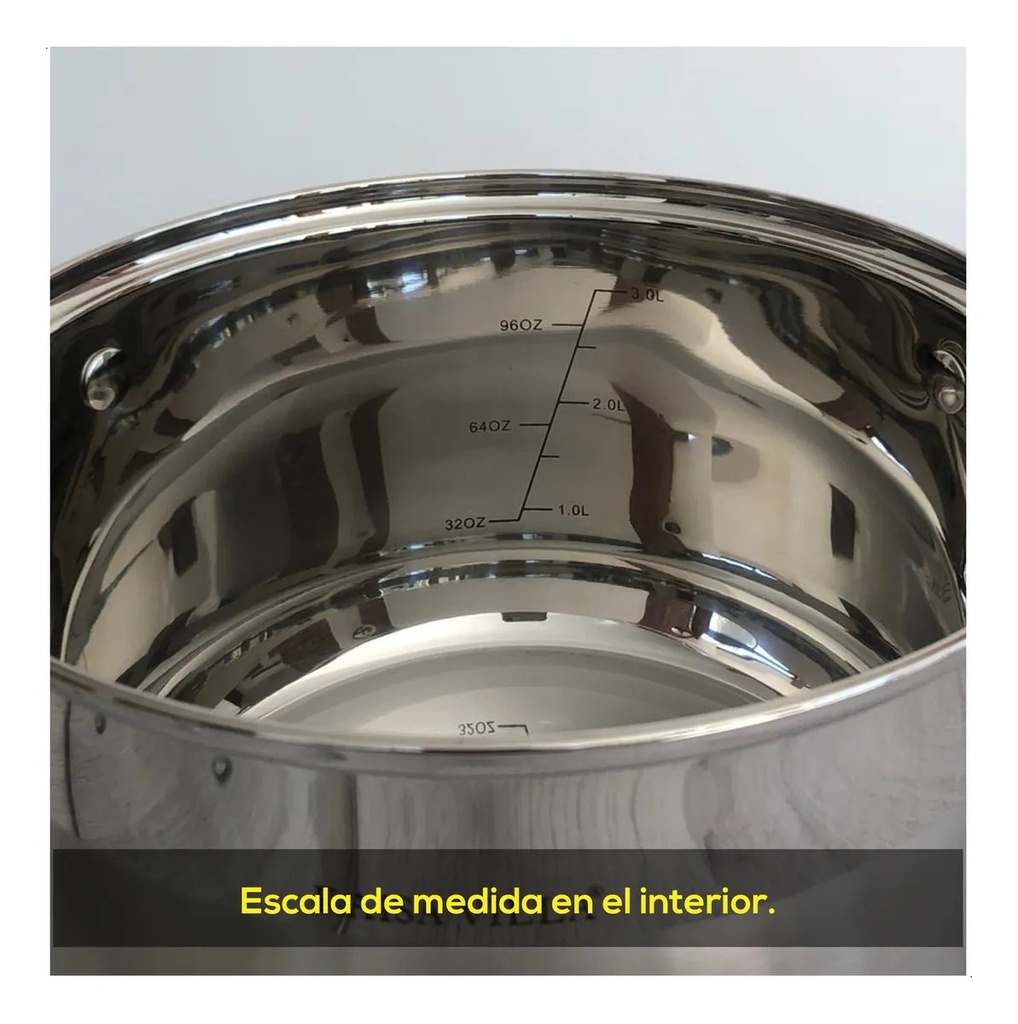 Cacerola Olla 26 Cm Acero Inox Triple Fondo Inducción Plateado