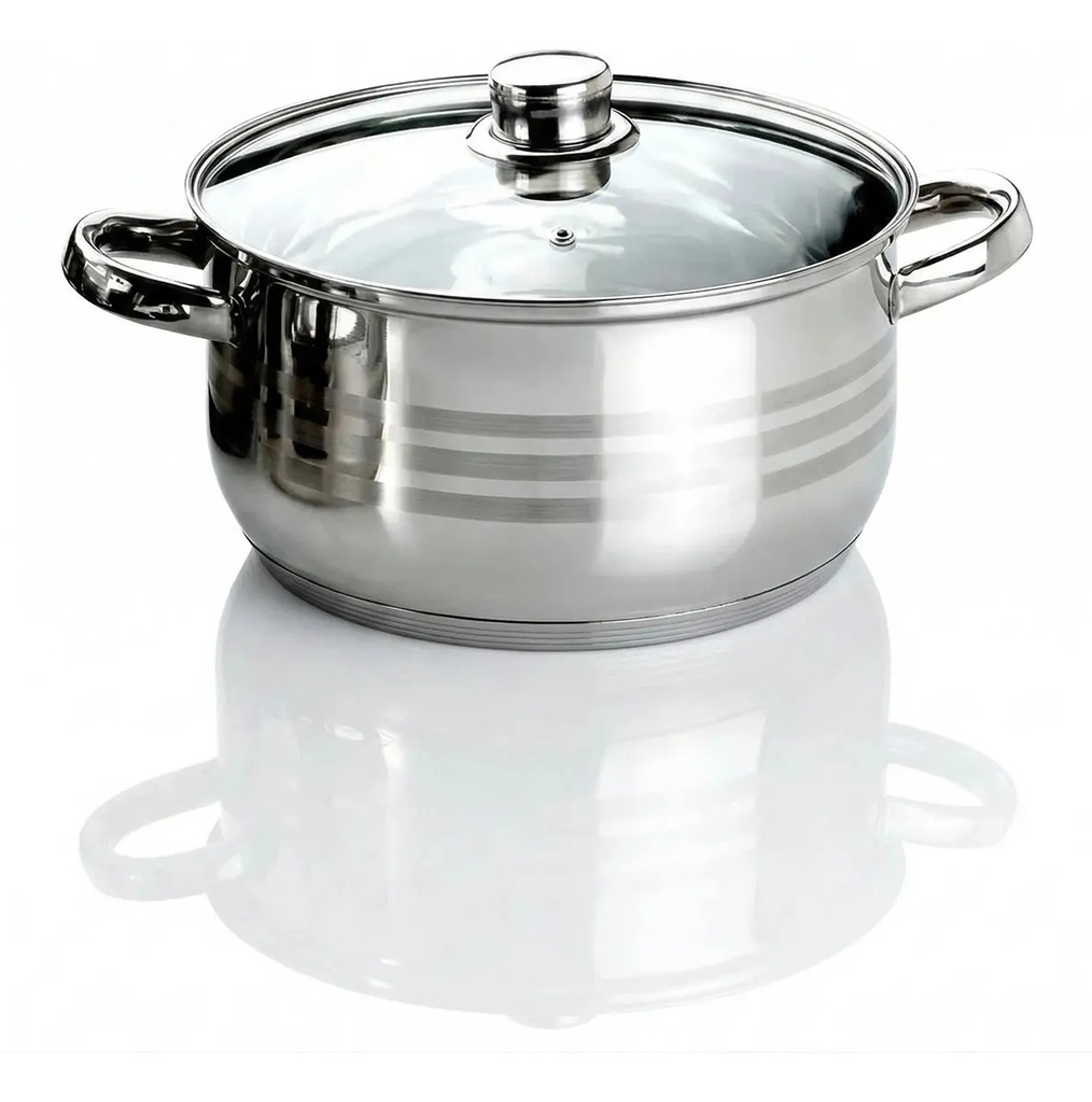 Cacerola Olla 26 Cm Acero Inox Triple Fondo Inducción Plateado