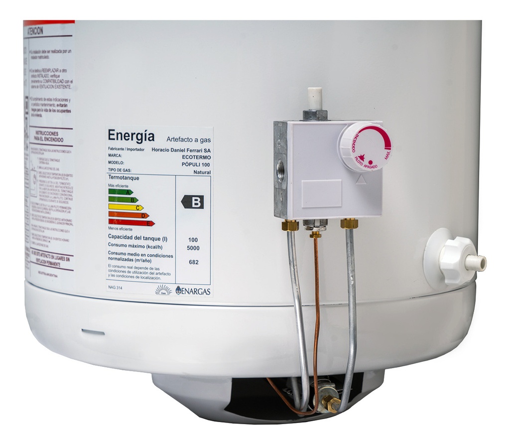 Termotanque Gas Envasado Ecotermo Populi 100lts C/superior