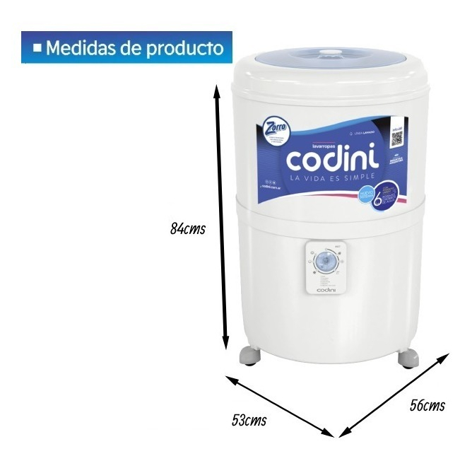 Lavarropas Codini Silent 4051 10kg 6 Programas De Lavado