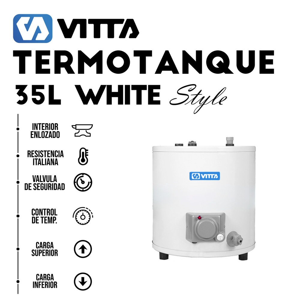 Termotanque Vitta Electrico Doble Carga 35l Blanco 220v