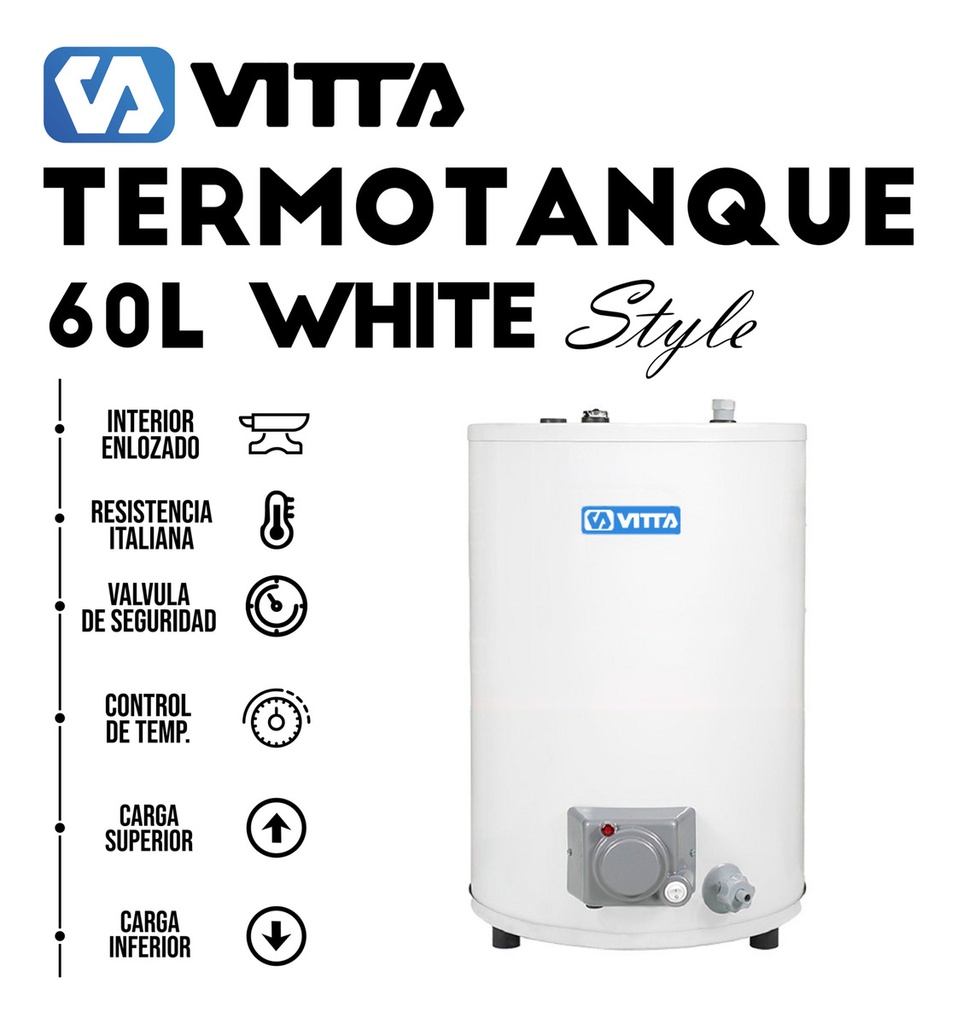 Termotanque Vitta Electrico Doble Carga 60l Blanco - 220v