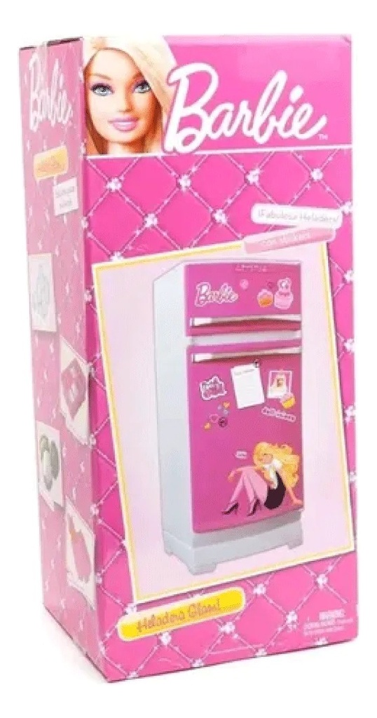 Heladera Glam Barbie Con Accesorios 60cm Color Rosa