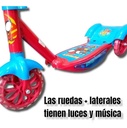 Monopatin Hombre Araña 3 Ruedas Con Luces Musica Y Canasto C