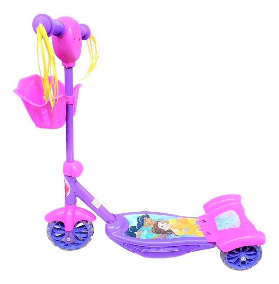Monopatin Canasto Disney Princesas Sebigus Nena Rosa Con Luz