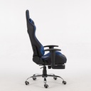 Silla Gamer Kanji C/apoya Pies Reclinable Cuero Azul/negro
