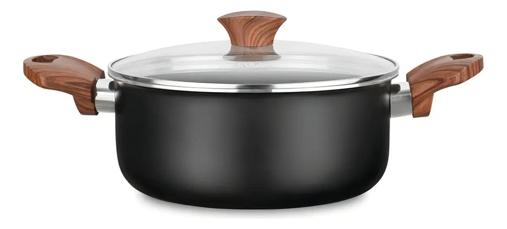 Batería Cocina Cacerola Aluminio X 5 Pzas Cerámica Mta Color Negro
