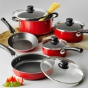 Batería De Cocina Simple Cooking 9pzas Color Rojo Tramontina Rojo