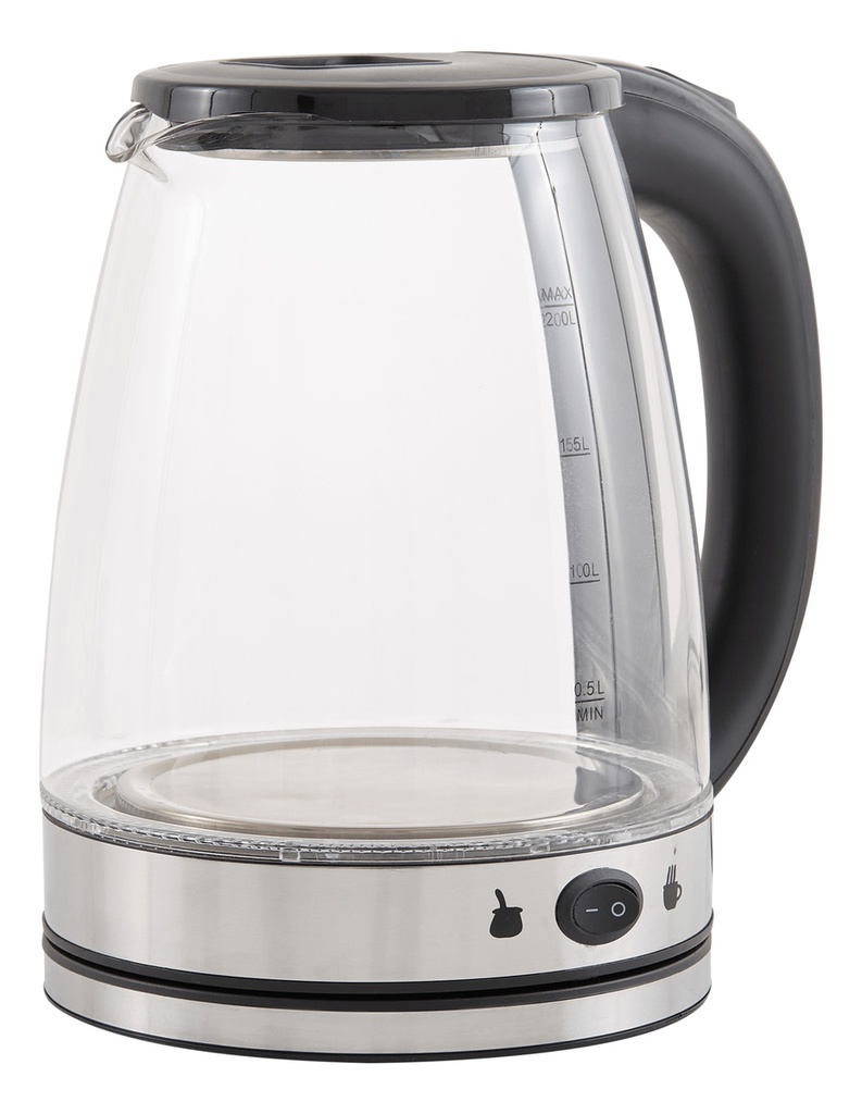 Pava Eléctrica Kanji Corte Mate Vidrio Aluminio 2l 1500w