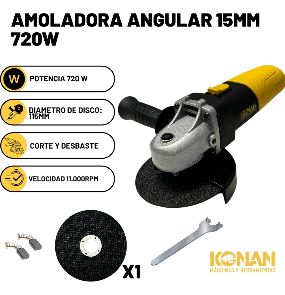 Combo Kit Taladro 13mm 750w + Amoladora 115mm 720w Konan