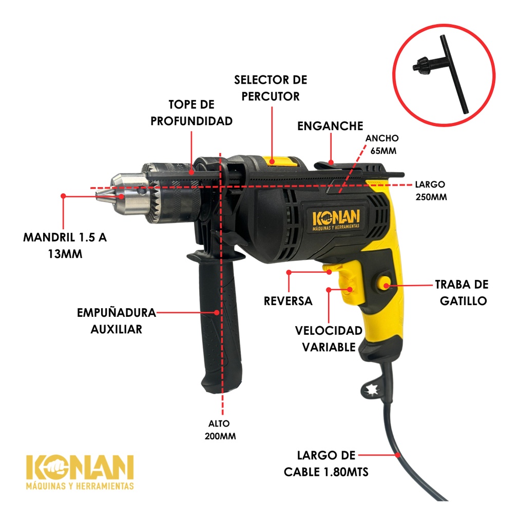 Combo Kit Taladro 13mm 750w + Amoladora 115mm 720w Konan