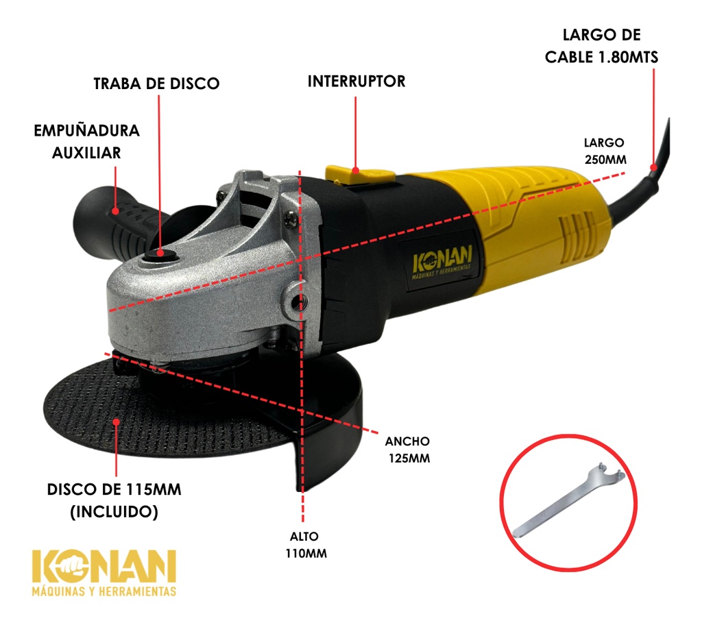Combo Kit Taladro 13mm 750w + Amoladora 115mm 720w Konan