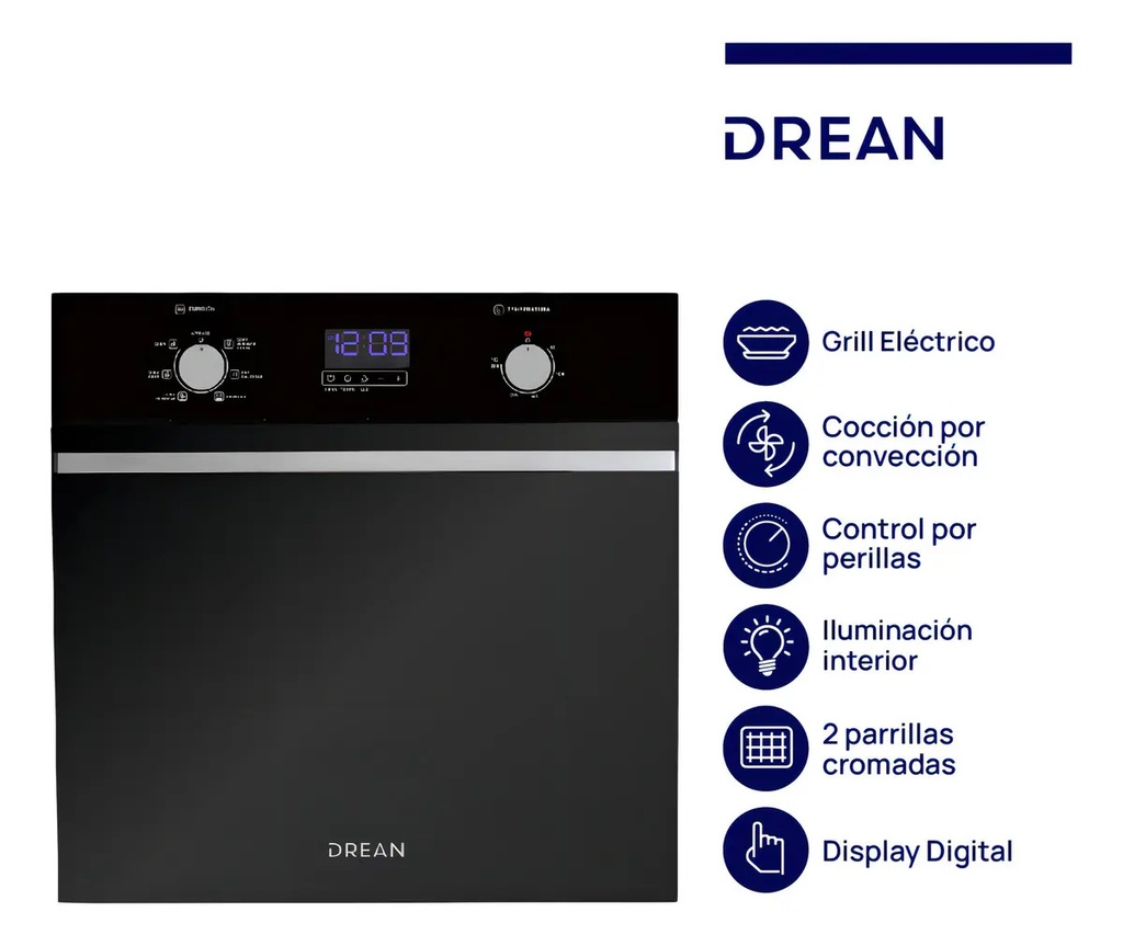 Horno Eléctrico Empotrable 60 Cm Negro Drean Hedr601cn Negro