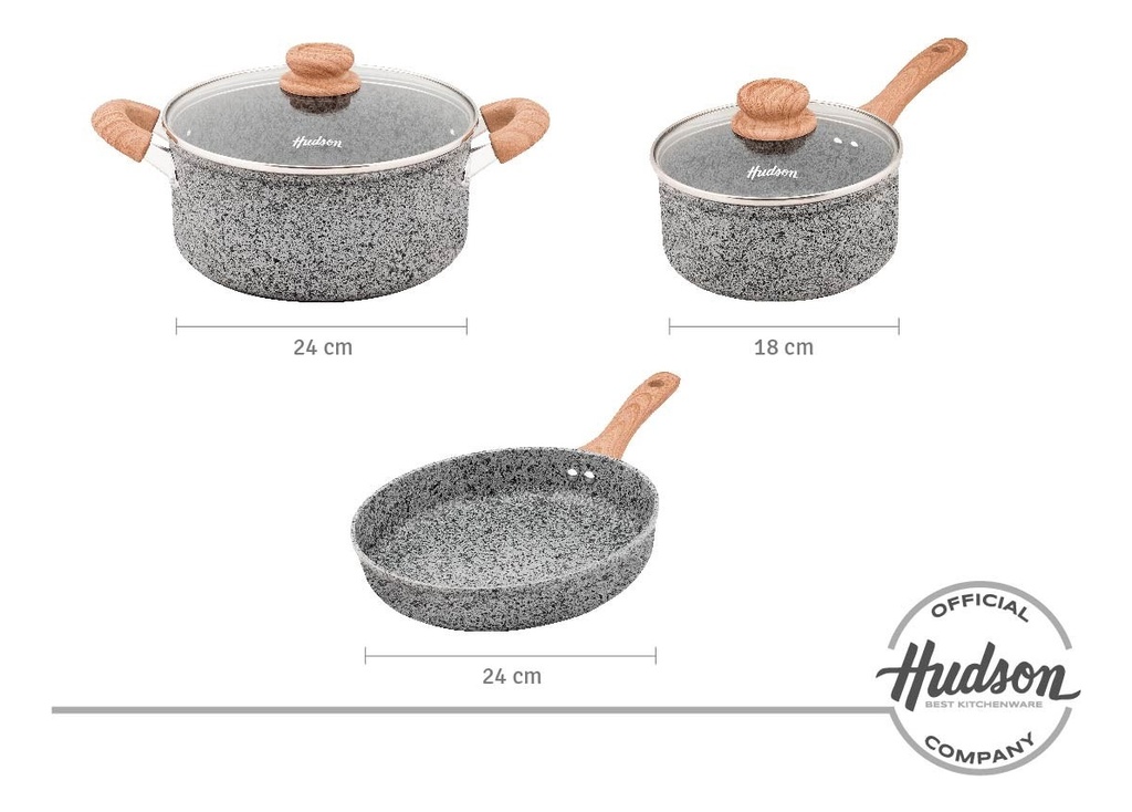 Juego Ollas Hudson Cerámica Antiadherente Aluminio Forjado