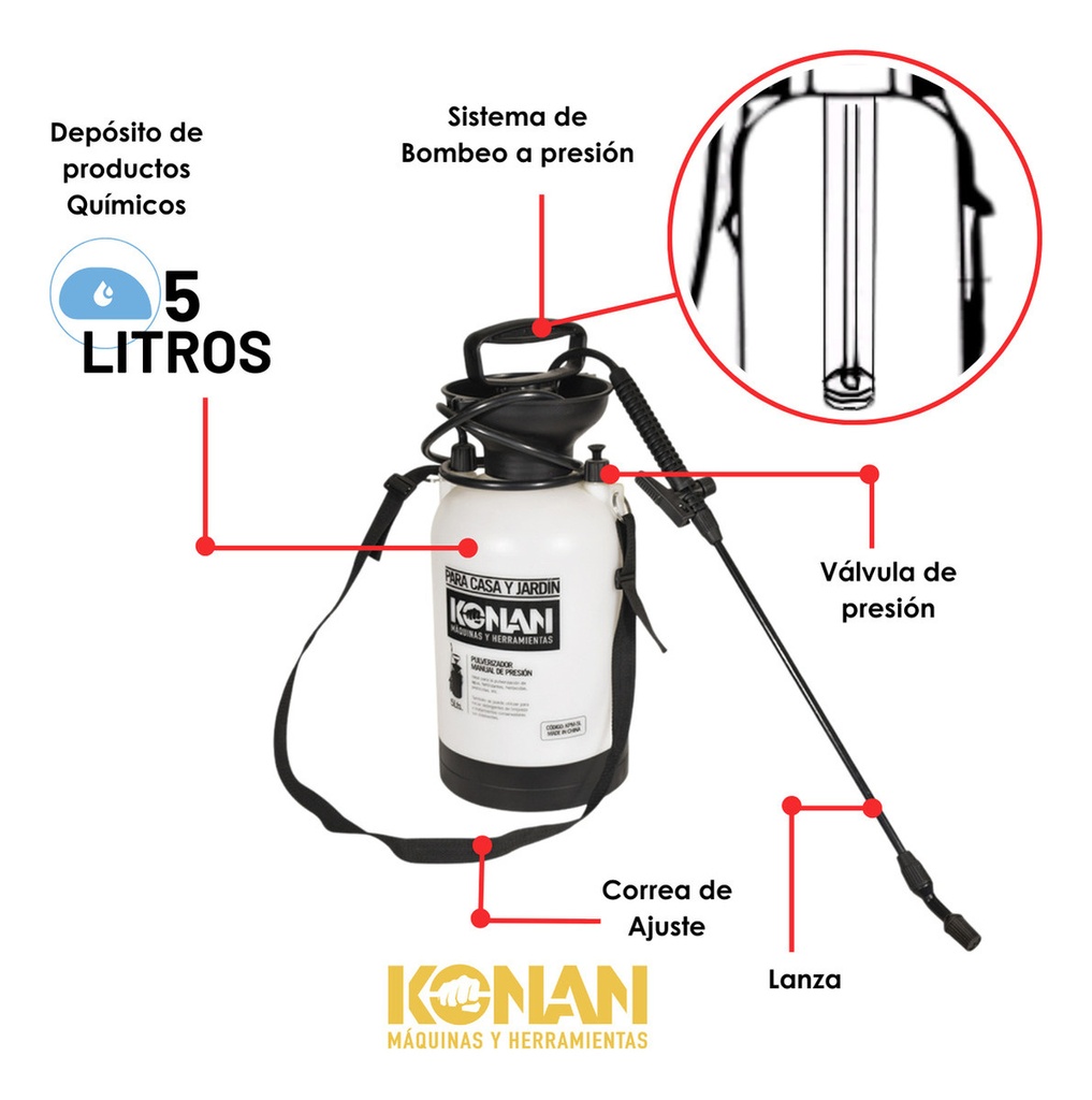 Pulverizador Fumigador Bomba Mosquitos Dengue 5 Lts. Konan I