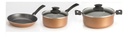 Batería De Cocina Set De Ollas + Sartén 3 Piezas Dorado