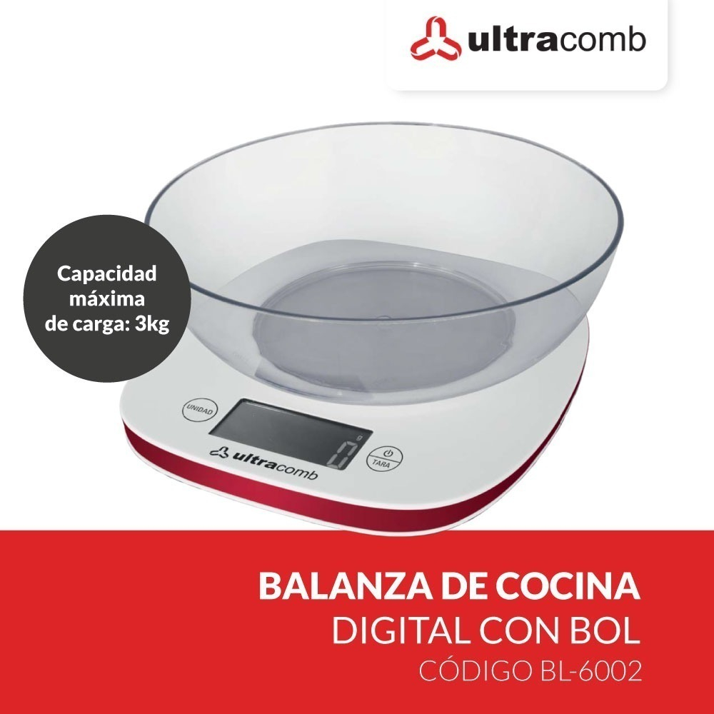 Balanza De Cocina Ultracomb Modelo Bl-6002 Capacidad 3kg