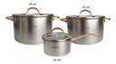 Set 3 Ollas Cacerolas Hudson Acero Inox Golden Inducción