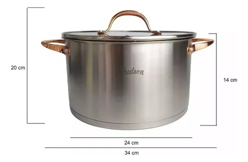 Set 3 Ollas Cacerolas Hudson Acero Inox Golden Inducción 