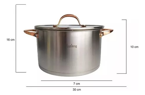 Set 3 Ollas Cacerolas Hudson Acero Inox Golden Inducción 