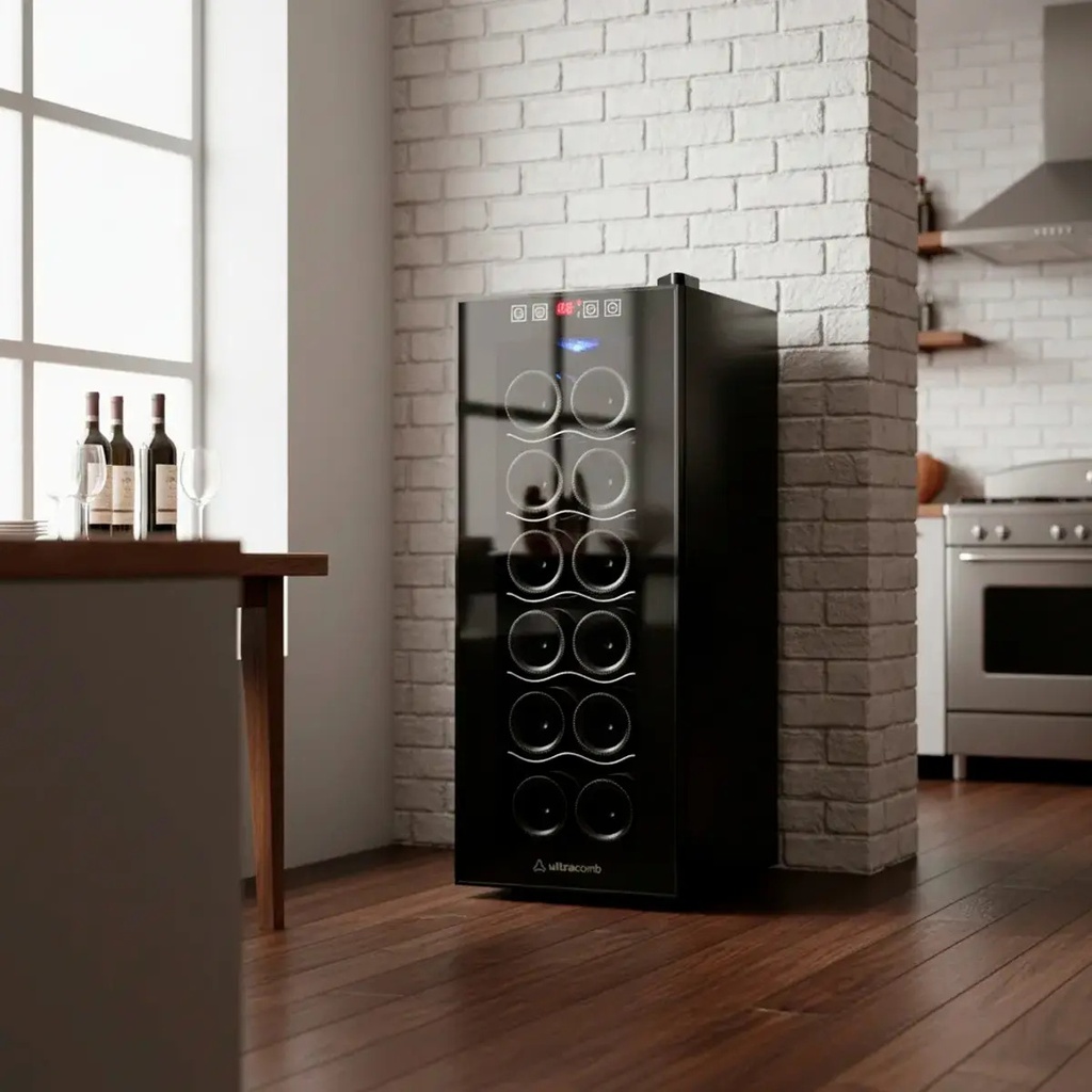 Cava De Vinos Termoeléctrica 12 Botellas Ultracomb Cv-6012 Panel Táctil