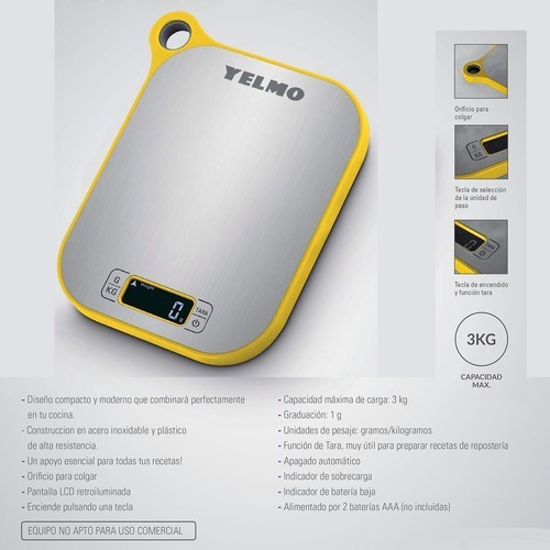 Balanza De Cocina Digital Yelmo Bl-7001 Peso Máximo 3kg